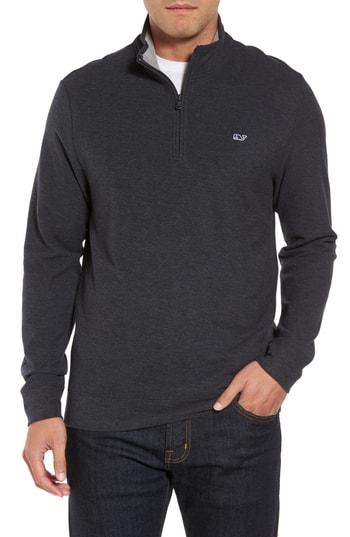 Men's Vineyard Vines Breaker Saltwater Quarter Zip Pullover, Size - Grey