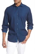 Men's Bugatchi Classic Fit Indigo Sport Shirt, Size - Blue
