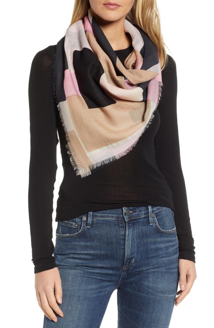 Women's Kate Spade New York Empire Geo Wool Square Scarf, Size - Brown