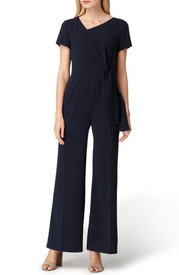 Women's Tahari Tie Waist Crepe Jumpsuit
