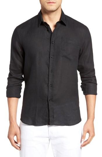 Men's Vilebrequin Caroubie Regular Fit Linen Sport Shirt, Size - Black