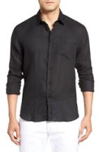 Men's Vilebrequin Caroubie Regular Fit Linen Sport Shirt, Size - Black