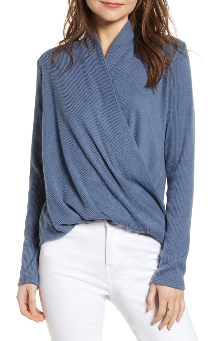 Women's Codexmode Faux Wrap Sweater - Blue