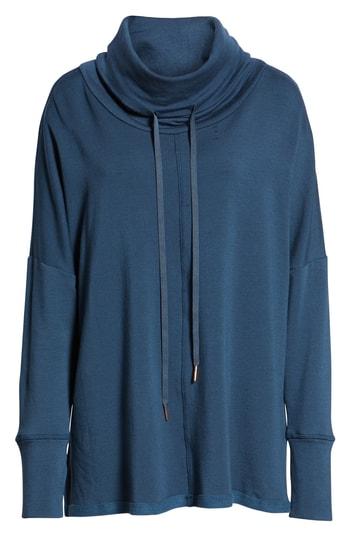 Women's Caslon Off-duty Funnel Neck Sweatshirt - Blue/green