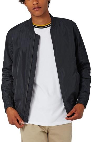 Men's Topman Lightweight Bomber Jacket - Blue