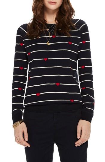Women's Scotch & Soda Button Detail Heart Stripe Sweater - Blue
