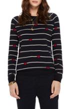 Women's Scotch & Soda Button Detail Heart Stripe Sweater - Blue