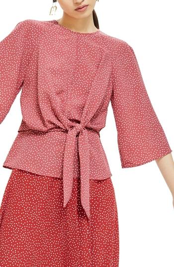 Women's Topshop Spot Knot Front Blouse