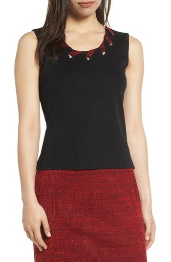 Women's Ming Wang Ribbon Grommet Tank Top - Red