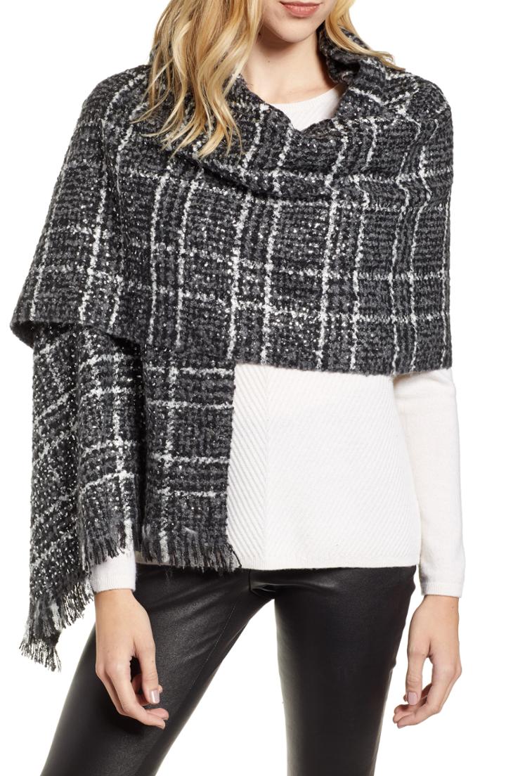 Women's Michael Michael Kors Foil Print Plaid Wrap