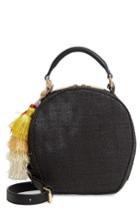 Deux Lux Grenada Woven Straw Circle Crossbody Bag - Black