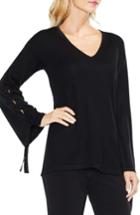 Women's Vince Camuto Lace-up Bell Sleeve Sweater, Size - Black