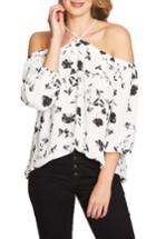 Women's 1.state Off The Shoulder Sheer Chiffon Blouse, Size - Ivory