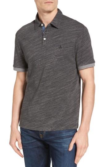 Men's Original Penguin Slub Jersey Polo, Size - Black