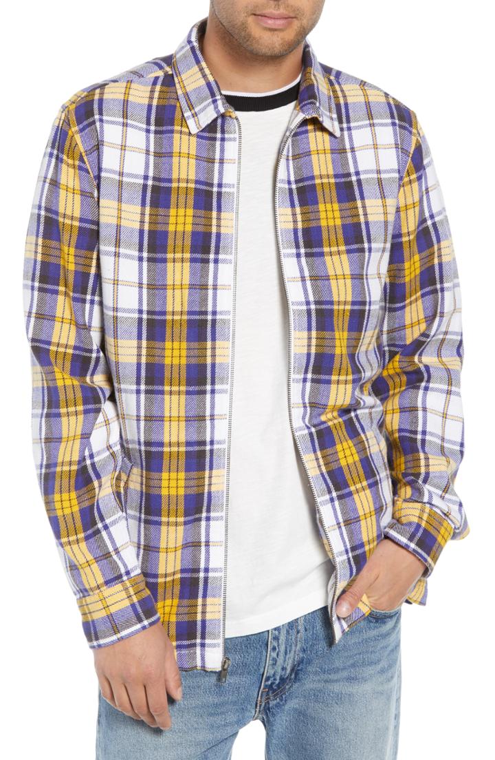 Men's The Rail Zip Front Flannel Shirt Jacket, Size - White