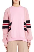 Women's Msgm Stripe Mixed Media Sweater - Pink