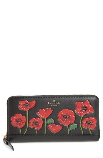 Women's Kate Spade New York Ooh La La - Lacey Poppy Embossed Leather Wallet -