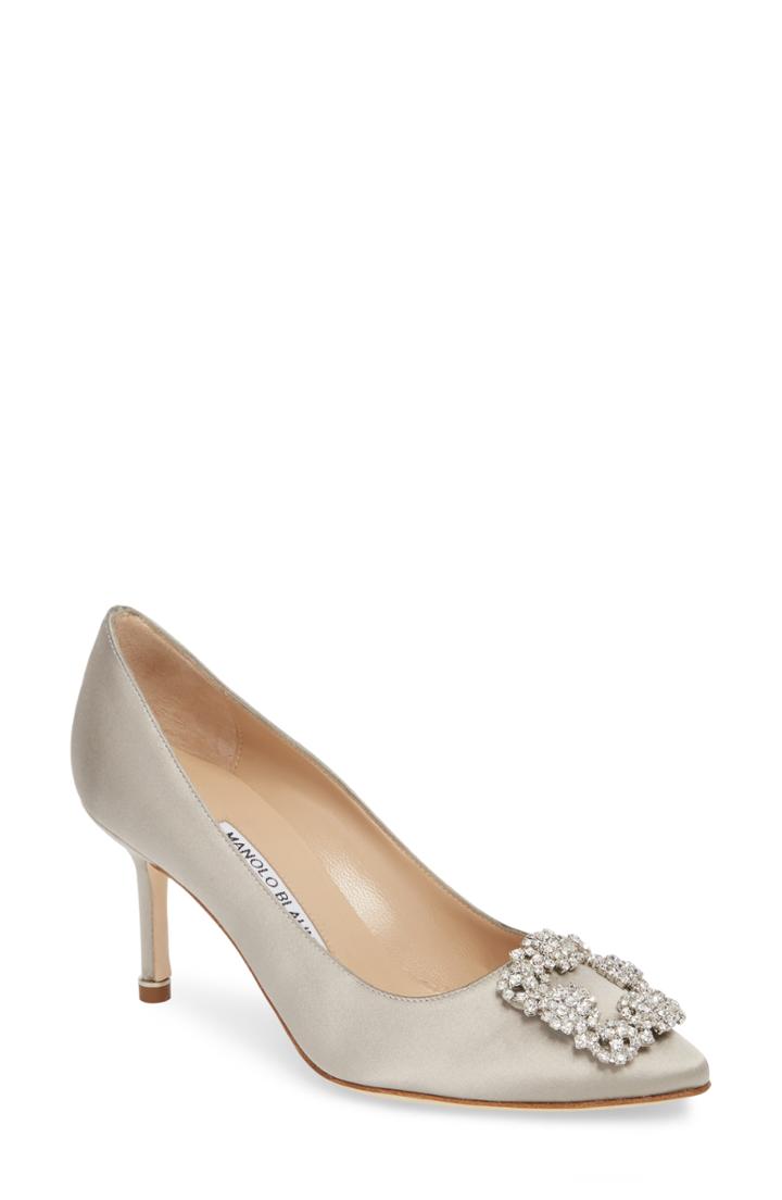 Women's Manolo Blahnik 'hangisi' Pointy Toe Pump Us / 38eu - Grey
