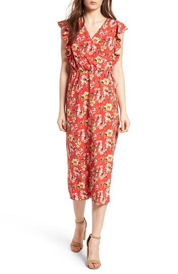 Women's Soprano Wrap Midi Dress - Red