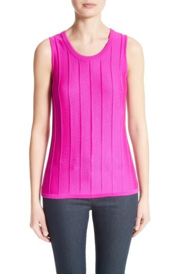 Women's St. John Collection Ottoman Stitch Wool Shell - Pink
