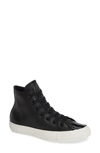 Women's Converse Chuck Taylor All Star Leather Patent High Top Sneaker M - Black