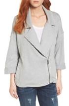 Petite Women's Caslon Knit Moto Jacket, Size P - Grey