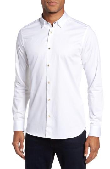 Men's Ted Baker London Marsay Modern Slim Fit Sport Shirt (m) - White