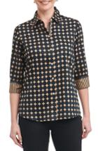 Petite Women's Foxcroft Ava Non-iron Dot Print Cotton Shirt P - Black