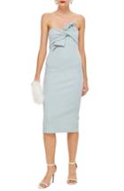 Women's Topshop Bow Twist Textured Midi Dress Us (fits Like 2-4) - Blue