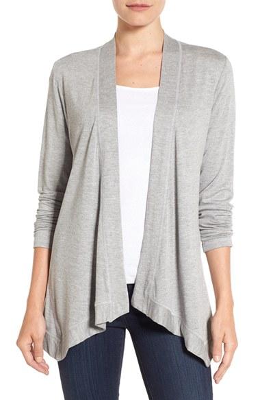 Women's Bobeau Exposed Topstitch Cardigan - Grey