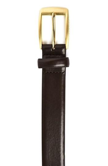 Men's Topman Brown Leather Belt /x-large - Dark Brown