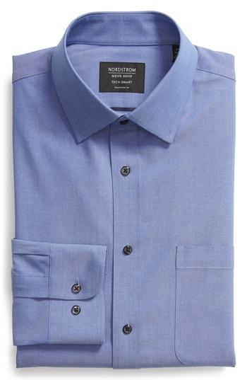 Men's Nordstrom Men's Shop Tech-smart Traditional Fit Stretch Pinpoint Dress Shirt .5 - 32/33 - Blue
