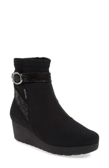 Women's Mephisto 'tyba' Waterproof Wedge Bootie M - Black