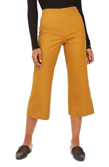 Women's Topshop Bonded Kick Flare Trousers Us (fits Like 0) - Yellow