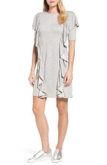 Women's Halogen Ruffle Sweatshirt Dress - Grey