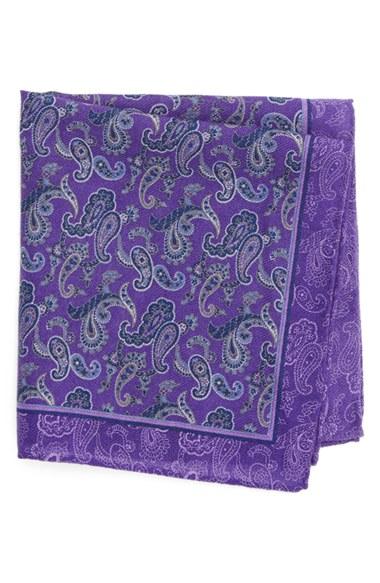 Men's Nordstrom Men's Shop Paisley Pocket Square, Size - Purple