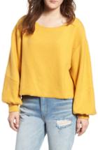 Women's Bp. Blouson Sleeve Fleece Pullover, Size - Yellow