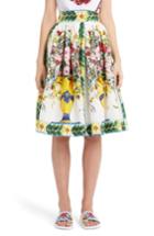 Women's Dolce & Gabbana Pleated Cotton Poplin Skirt