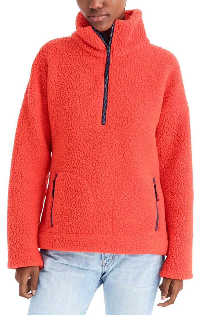 Women's J.crew Polartec Fleece Half-zip Pullover Jacket - Red