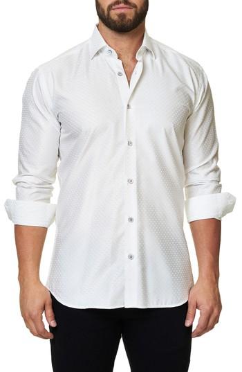Men's Maceoo Trim Fit Dot Print Sport Shirt (m) - White