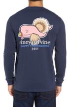 Men's Vineyard Vines Turkey Whale Graphic Long Sleeve Pocket T-shirt - Blue