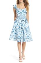 Women's Gal Meets Glam Collection Floral Wallpaper Print Fit & Flare Dress - Blue