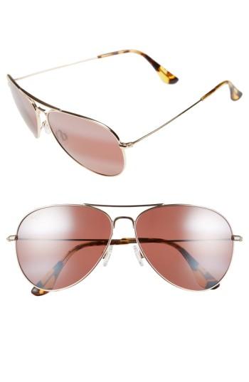 Women's Maui Jim Mavericks 61mm Polarizedplus2 Aviator Sunglasses - Gold/ Maui Rose