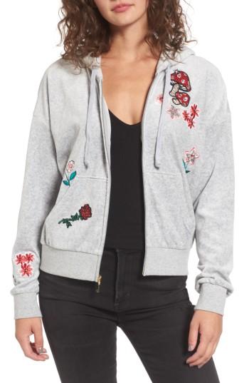 Women's Juicy Couture Sunset Velour Track Zip Hoodie - Grey