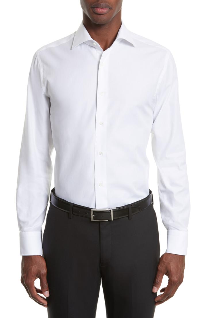 Men's Canali Trim Fit Solid Dress Shirt .5 - White