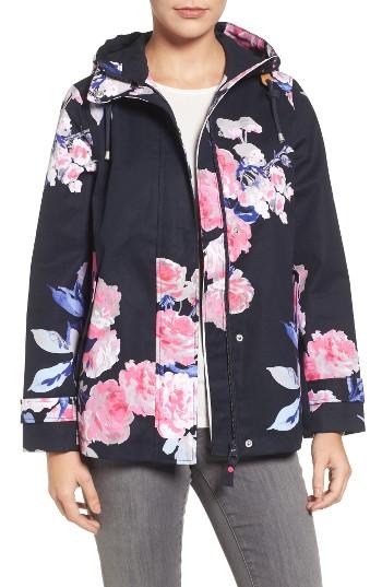 Women's Joules Right As Rain Print Waterproof Hooded Jacket