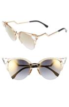 Women's Fendi 52mm Crystal Tip Cat Eye Sunglasses - Yellow/ Gold