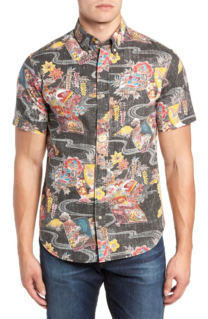 Men's Reyn Spooner Mizu No Kokoro Fit Sport Shirt, Size Small - Black