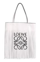 Loewe Vertical Logo Fringe Lambskin Tote - White