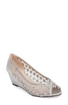 Women's Pink Paradox London Brianna Crystal Embellished Lace Wedge M - Metallic